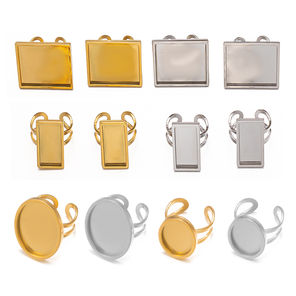 Ring Set Adjustable - 4 шт., квадратное овальное пустое основание