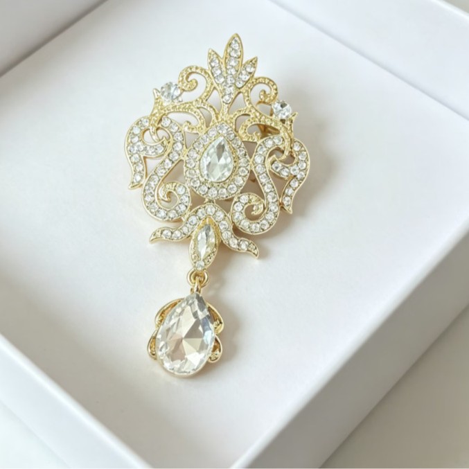 Роскошная золотистая брошь-цве – обзор и цена Women Accessories Bouquet